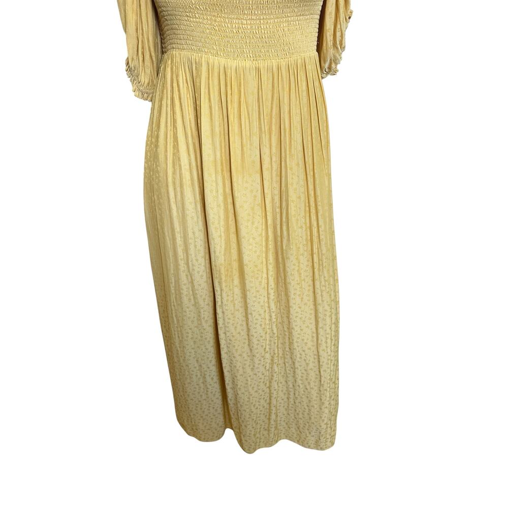 Hatch Yellow Smocked Midi Dress Womens Size 2/S Yellow Puff Sleeve Cottagecore - Picture 5 of 13